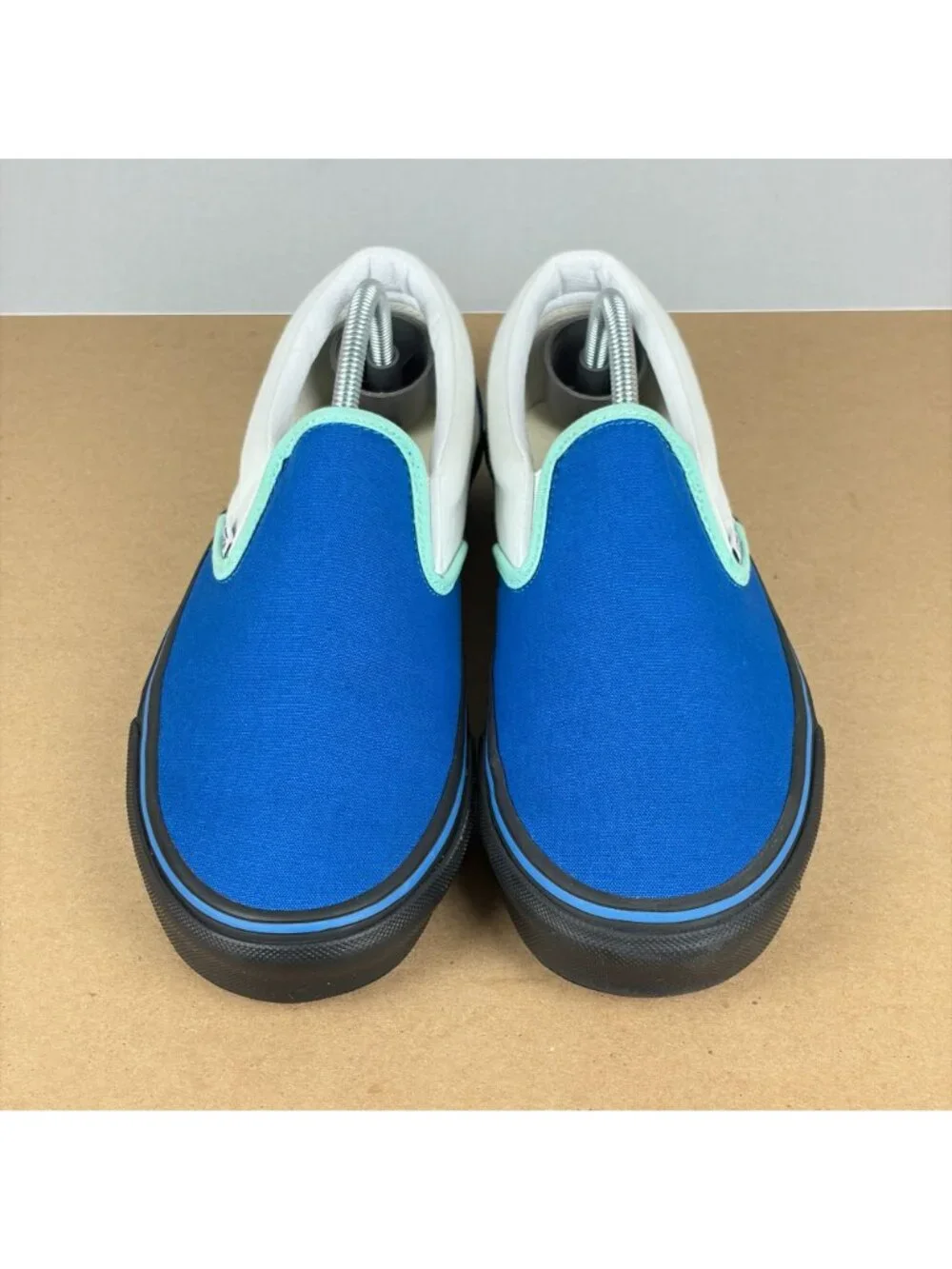 Vans Classic Slip On Color Block Sneakers Womens 9 Wide Blue White Casual